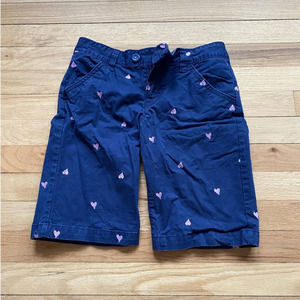 Navy Khaki Bermuda Shorts with Embroidered Heart Design